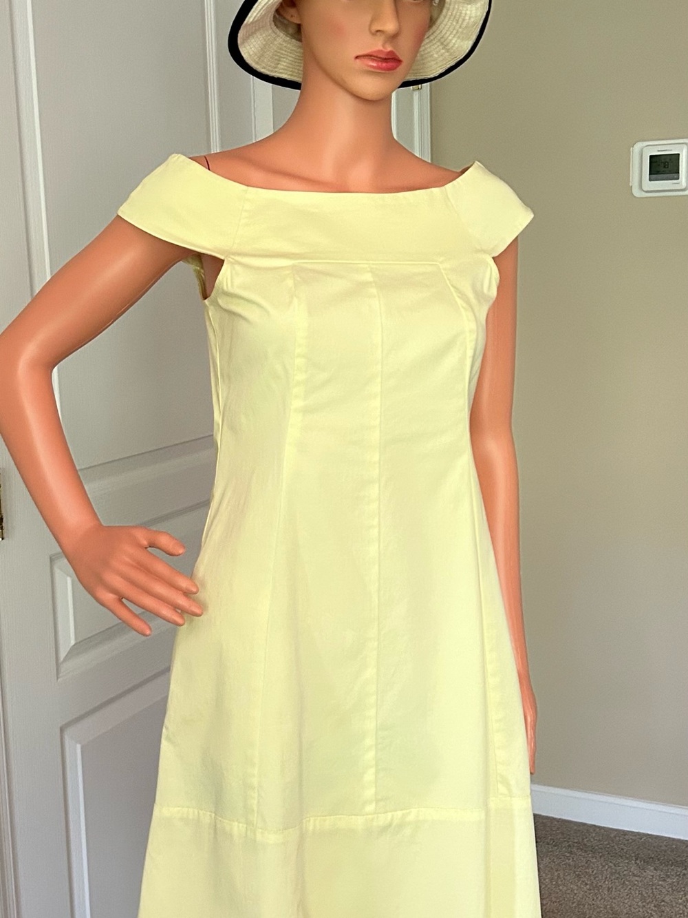 Theory Pale Yellow One-Shoulder A-Line Dress